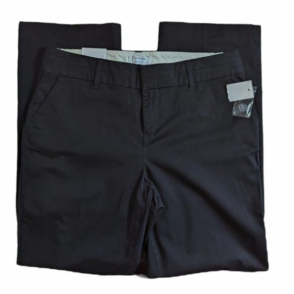 NWT Women's Crown & Ivy Black Pleated Straight Leg Dress Pants, Size 8 P - Picture 4 of 8